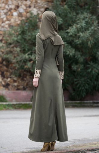 Khaki Hijab Evening Dress 3019-06