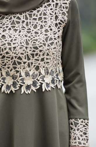 Robe de Soirée Lacée 3019-06 Khaki 3019-06