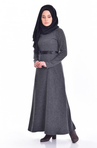 فستان بتصميم منقش مع حزام خصر  2154-01