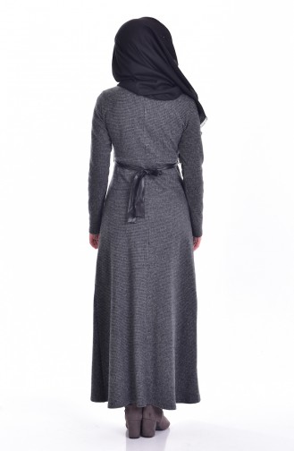 فستان بتصميم منقش مع حزام خصر  2154-01