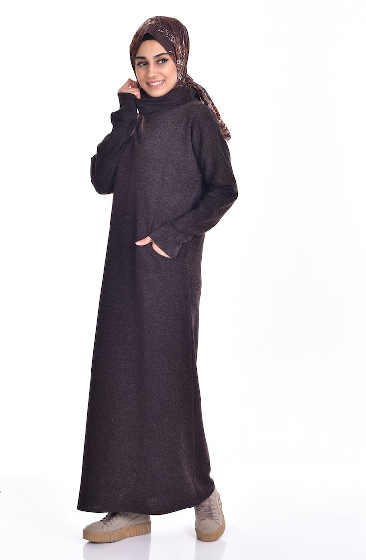 Brown Hijab Dress 290403 Sefamerve
