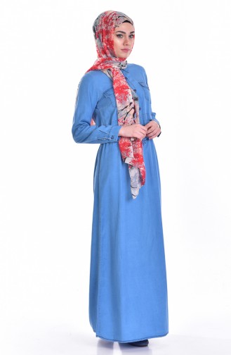 Denim Blue Hijab Dress 5009-01