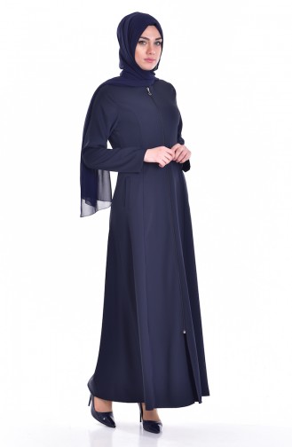 Abaya a Fermeture 2757-01 Bleu Marine 2757-01