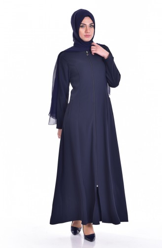 Zippered Abaya 2222-01 Navy Blue 2757-01