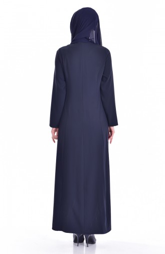 Zippered Abaya 2222-01 Navy Blue 2757-01