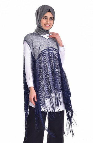 Laced Poncho 0611-02 Navy Blue 0611-02