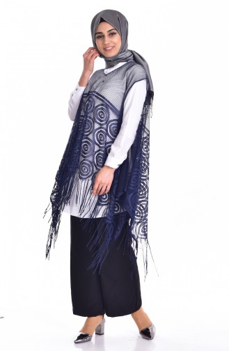 Laced Poncho 0611-02 Navy Blue 0611-02