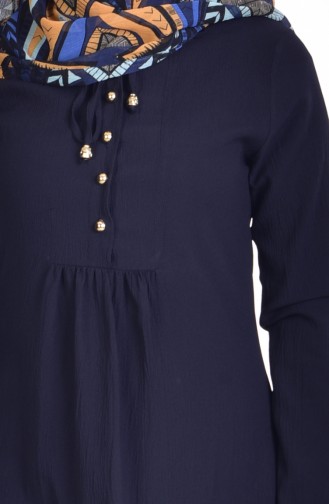 Button Detailed Tunic 2097-10 Navy Blue 2097-11