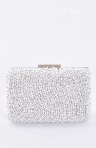 Ladies Pearl Evening Handbag 0868-01 White 0868-01