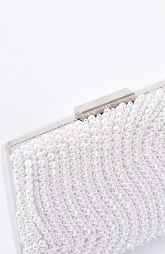 Sacs de Soirée avec Perles Pour Femme 0868-01 Blanc 0868-01