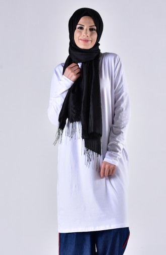 Sefamerve Oversize Hijab Tunika 0413-05 Weiß 0413-05