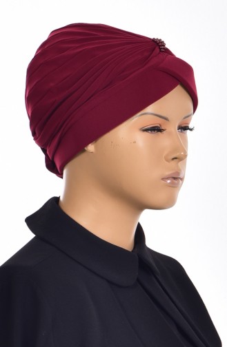 Bonnet Turban Prêt avec Perles  1007-05 Bordeaux 1007-05