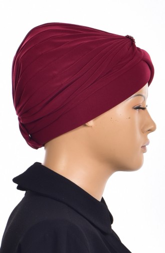 Bonnet Turban Prêt avec Perles  1007-05 Bordeaux 1007-05