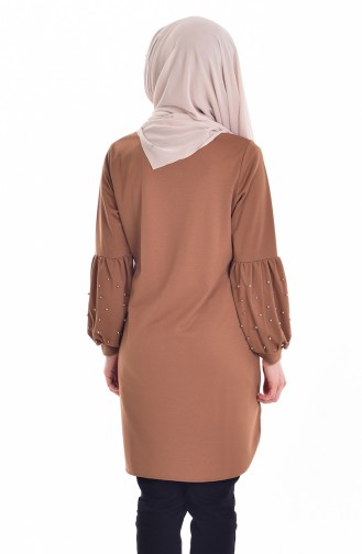 Tunic with Pearls on Sleeves 9307-04 Camel 9307-04