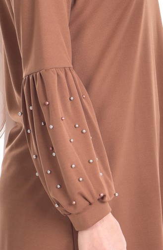 Tunic with Pearls on Sleeves 9307-04 Camel 9307-04