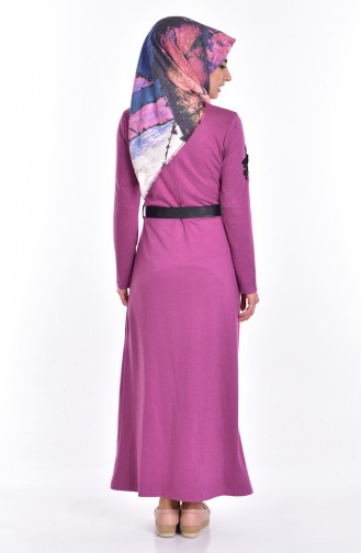 Embroidered Dress with Belt 9220-02 Dry Rose 9220-02