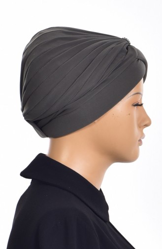 Bonnet Turban Prêt avec Perles 1007-03 Khaki 1007-03