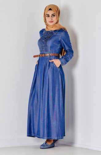 Denim Dress with Pockets 9067-01 Denim Blue 9067-01