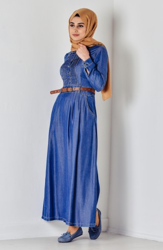 Denim Dress with Pockets 9067-01 Denim Blue 9067-01
