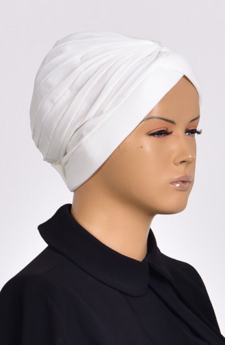 Bonnet Turban Prêt avec Perles 1007-04 Creme 1007-04