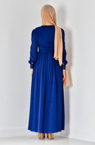 Navy Blue Hijab Dress 50103-04