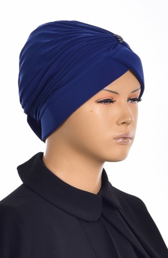 Bonnet Turban Prêt avec Perles 1007-09 Bleu 1007-09