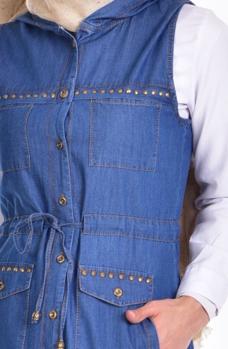 Hooded Jeans Vest 9222-02 Blue 9222-02