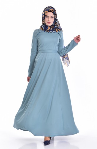 Dress with Pearls and Belt 1855-04 Mint Green 1855-04