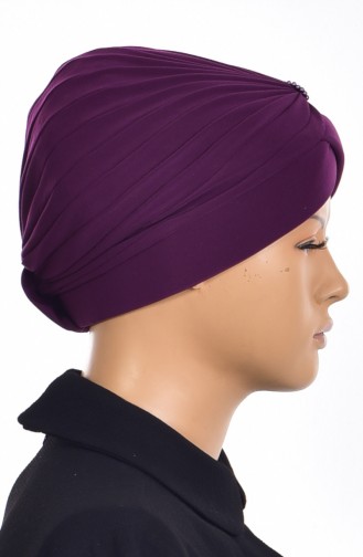Bonnet Turban Prêt avec Perles 1007-06 Pourpre 1007-06
