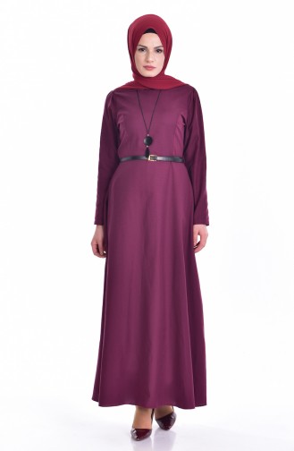 Plum Hijab Dress 5729-07