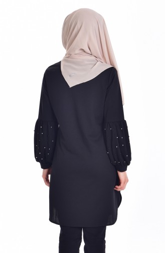 Tunic with Pearls on Sleeves 9307-03 Black 9307-03