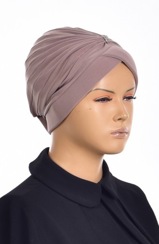 Bonnet Turban Prêt avec Perles 1007-13 Café au Lait 1007-13