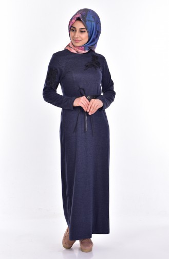 Navy Blue Hijab Dress 9220-03