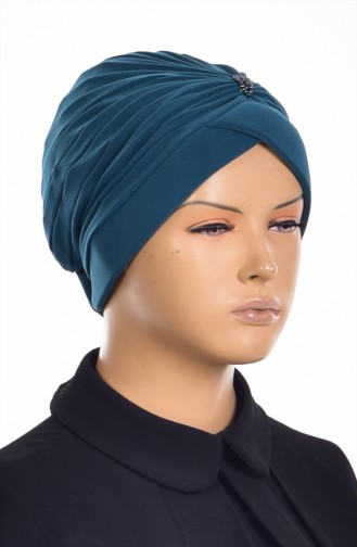 Bonnet Turban Prêt avec Perles 1007-12 Vert emeraude 1007-12