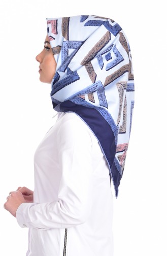 Patterned Twill Scarf 503153-09 Baby Blue 09