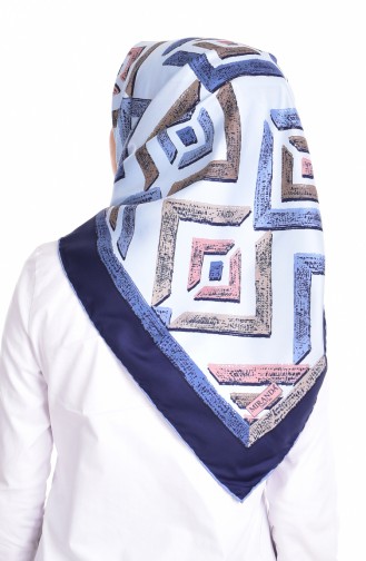 Patterned Twill Scarf 503153-09 Baby Blue 09
