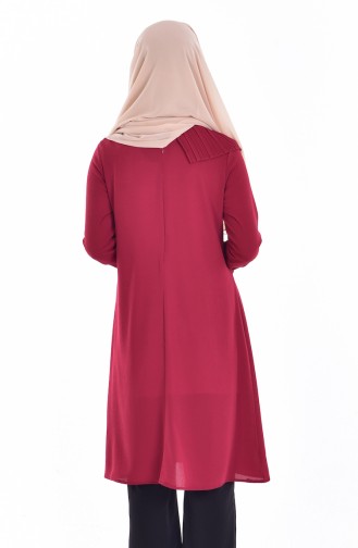 Pilise Detaylı Tunik 1109-07 Bordo