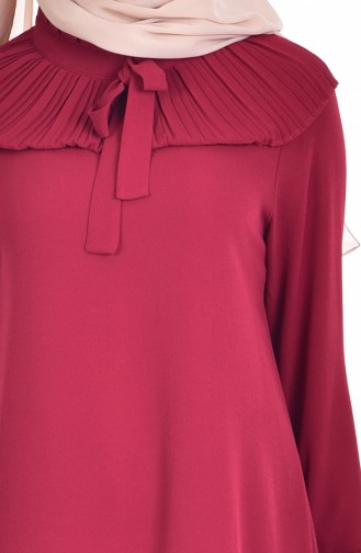 Pilise Detaylı Tunik 1109-07 Bordo