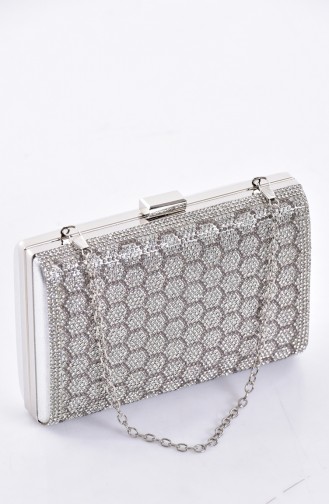 Ladies Handbag With Stones 0796-02 Silver 0796-02