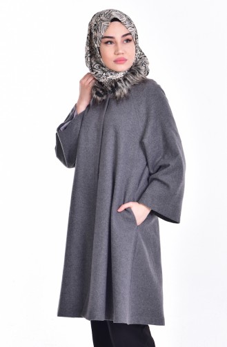 Furry Coat with Pockets 50325-05 Dark Gray 50325-05