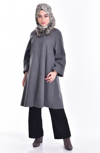 Furry Coat with Pockets 50325-05 Dark Gray 50325-05
