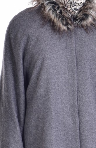 Furry Coat with Pockets 50325-05 Dark Gray 50325-05