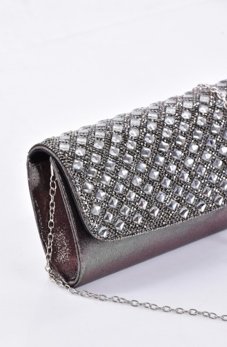 Ladies Square Evening Bag with Stones 0487-03 Platinum 0487-03