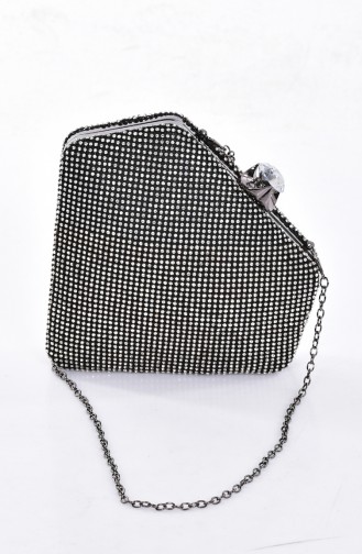 Ladies Evening Bag with Stones 0881-04 Black Silver 0881-04