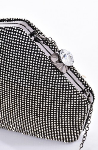 Ladies Evening Bag with Stones 0881-04 Black Silver 0881-04