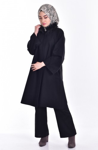 Furry Coat with Pockets 50325-06 Black 50325-06