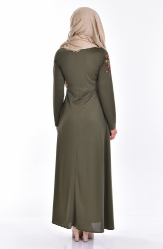 Robe Hijab Vert khaki clair 8082-13
