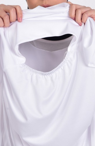 Sefamerve Çantalı Pratik Namaz Elbisesi 0900-08 Beyaz