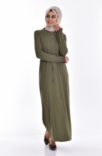 Dress with Belt and Strings 1638-03 Khaki 1638-03