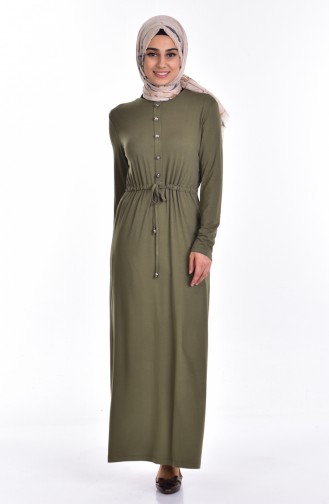 Dress with Belt and Strings 1638-03 Khaki 1638-03